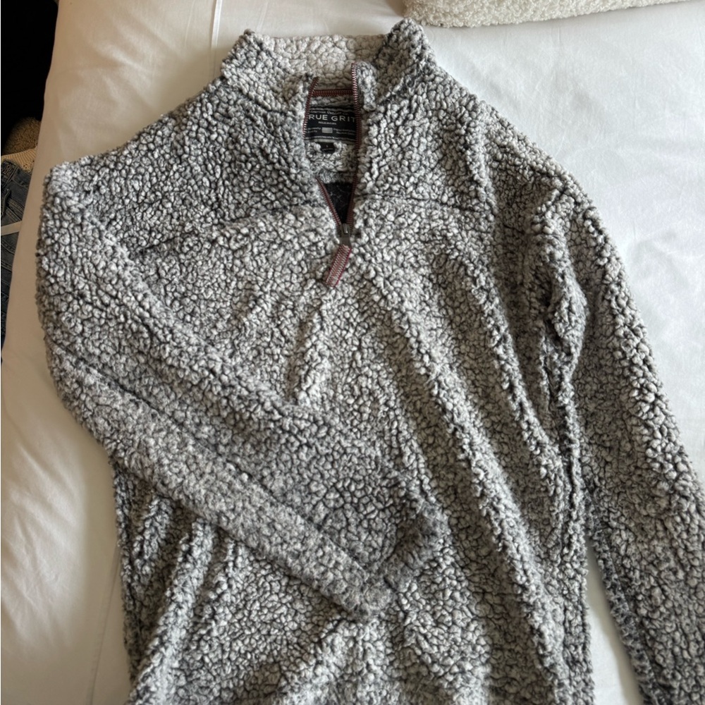True Grit Charcoal Sherpa Fleece Pullover